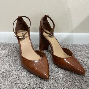 Just Fab Brown Snakeskin Pointed Toe Heels